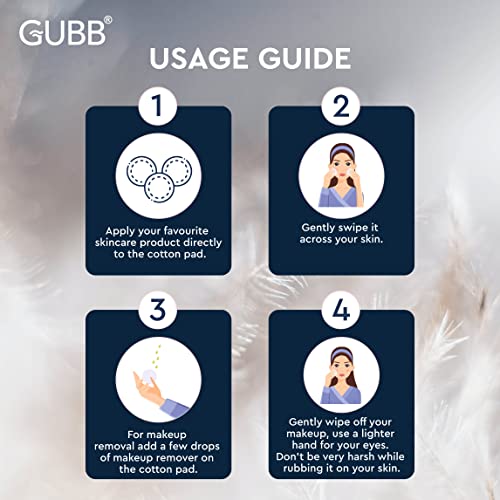 GUBB Hypoallergenic 100% Cotton Pads For Face Cleansing & Makeup Removal - Made of pure cotton | Safe for skin | Suitable for Women | Deep cleansing | Round shape, Non Woven - 80 Makeup Remover Pads, Pack Of 2 - Image 5