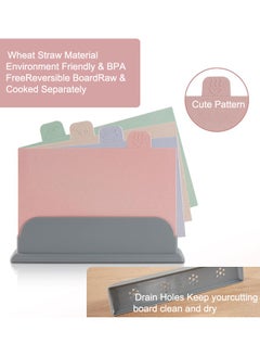 Occuwzz Kitchen Cutting Board Set Plastic Cutting Board Set Color Coded Cutting Board Set Set of 4 with Storage Rack Made of Straw Preventing Cross Contamination of Different Foods  - Image 2