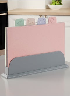 Occuwzz Kitchen Cutting Board Set Plastic Cutting Board Set Color Coded Cutting Board Set Set of 4 with Storage Rack Made of Straw Preventing Cross Contamination of Different Foods  - Image 1