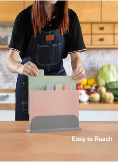 Occuwzz Kitchen Cutting Board Set Plastic Cutting Board Set Color Coded Cutting Board Set Set of 4 with Storage Rack Made of Straw Preventing Cross Contamination of Different Foods  - Image 4
