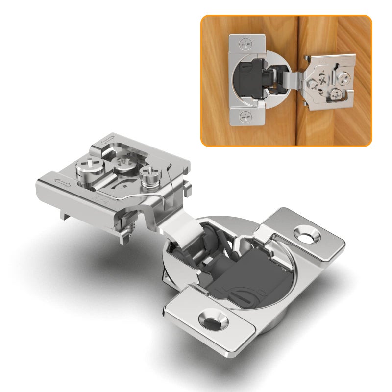 Chibery 10 Pack 3/4" Overlay 4D Soft Close Concealed Hinges for Face Frame Door, Adjustable Closing Speed, Smooth Slow Self Close Hinges, Satin Nickel, 105Â° Open Angle Stainless Steel Cabinet Hinges - Image 1
