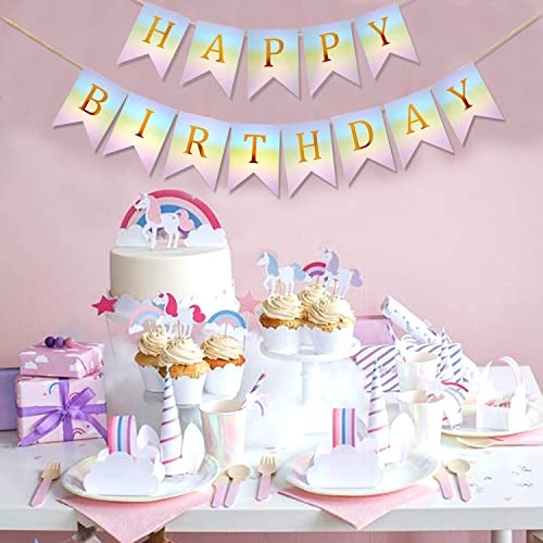 AMFIN® Unicorn Happy Birthday Banner - Party Decoration, Theme Party, Decorations for Girls - Multi - Image 3