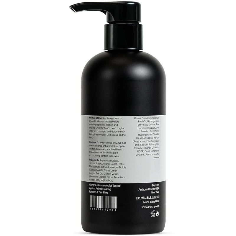 Anthony No Sweat Body Defense Deodorant for Men, Anti-Chafing & Anti-Itch Cream-to-Powder Lotion for Groin, Thighs & Underarms, Talc-Free, Absorbs Moisture, Sweat & Odor Control, 16 fl oz - Image 2