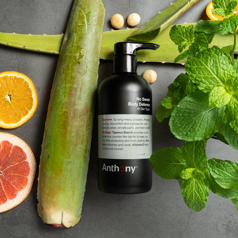 Anthony No Sweat Body Defense Deodorant for Men, Anti-Chafing & Anti-Itch Cream-to-Powder Lotion for Groin, Thighs & Underarms, Talc-Free, Absorbs Moisture, Sweat & Odor Control, 16 fl oz - Image 4