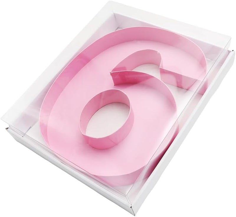 Kafucize 12.5inch Fillable Paper Mache Number Letter Cardboard Cutouts Charcuterie Board Food Sweet Cupcake Tray Party Decorative Box (Number 6&9, Pink) - Image 2