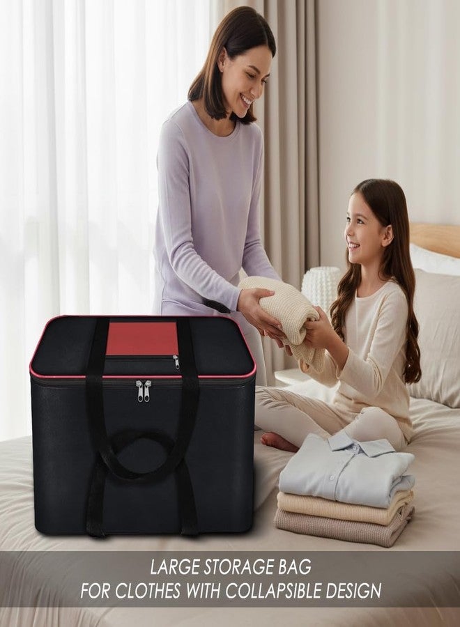 VHKD 2pcs storage box and organiser bags for clothes large wardrobe organizer Clothes under bed Bag Cloth Nylon Bin Bags Storage Organizer Bedroom Printed Rectangular Foldable Large (2, Red) - Image 5