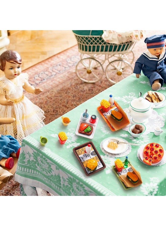 سيفانير مجموعة إكسسوارات طعام سريع مصغرة لبيت الدمية مكونة من 50 قطعة من الراتنج المختلط، مشروب طعام صغير، همبرغر، بطاطس مقلية، عصير، حليب، خبز، مربى، كوب، مطبخ الدمية، طعام تظاهري لبيت الدمية بمقياس 1:12، وزينة تزيين الكيك - Image 5