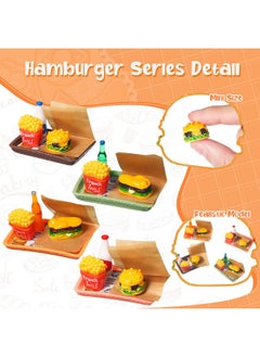 Civaner 50 Pieces Dollhouse Miniature Fast Food Accessories Set Mixed Resin Food Drink Mini Hamburger Fries Juice Milk Bread Jam Cup Doll Kitchen Pretend Play Food for 1:12 Dollhouse and Cake Toppers Decor  - Image 3