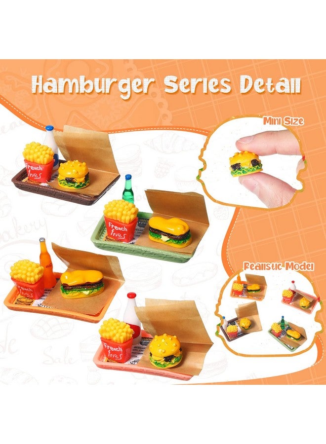 سيفانير مجموعة إكسسوارات طعام سريع مصغرة لبيت الدمية مكونة من 50 قطعة من الراتنج المختلط، مشروب طعام صغير، همبرغر، بطاطس مقلية، عصير، حليب، خبز، مربى، كوب، مطبخ الدمية، طعام تظاهري لبيت الدمية بمقياس 1:12، وزينة تزيين الكيك - Image 3