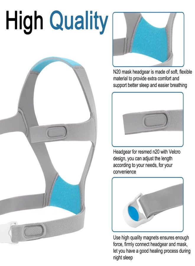 غطاء رأس بديل لجهاز التنفس N20 CPAP لجهاز ResMed AirFit N20/AirTouch N20 قناع الأنف - قياسي/متوسط (غطاء رأس ناعم واحد N20 + مشبكان مغناطيسيان) - Image 4