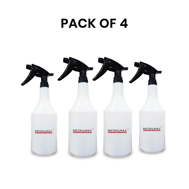 DETAILMAX Spray Bottle 1 Litre Chemical Resistant Brass Tip Heavy Duty Empty Container Bottles Pack of 4 Long Lasting Quality Mist and Jet Spray for Multipurpose use Car Detailing - Image 2