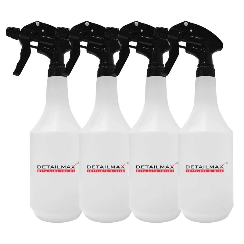 DETAILMAX Spray Bottle 1 Litre Chemical Resistant Brass Tip Heavy Duty Empty Container Bottles Pack of 4 Long Lasting Quality Mist and Jet Spray for Multipurpose use Car Detailing - Image 1