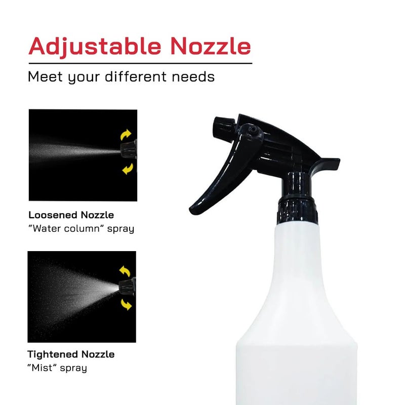 DETAILMAX Spray Bottle 1 Litre Chemical Resistant Brass Tip Heavy Duty Empty Container Bottles Pack of 4 Long Lasting Quality Mist and Jet Spray for Multipurpose use Car Detailing - Image 5