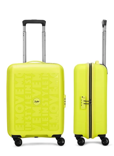 Skybags Play Set of 2 Polypropylene(PP), 4 Spinner Double Wheel Trolley Bags for Travel, Hard Case Lightweight Bag with TSA Lock, Tough Suitcase for Travel (Large-28, Cabin-20 Inch), Lime Green