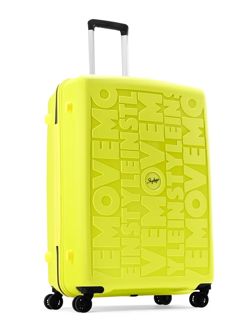 Skybags Play Set of 2 Polypropylene(PP), 4 Spinner Double Wheel Trolley Bags for Travel, Hard Case Lightweight Bag with TSA Lock, Tough Suitcase for Travel (Large-28, Cabin-20 Inch), Lime Green