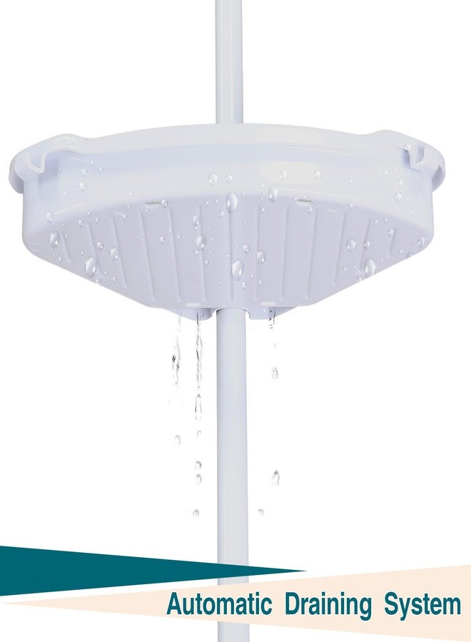 LALFPET Corner Shower Caddy Tension Pole, 101.6''-122'', 4 Tier Shower Shelf, Rust Proof No Drilling Bathroom Organizer with Adjustable Trays, Plastic Bathtub Shelves Shamboo Holder, White - Image 5