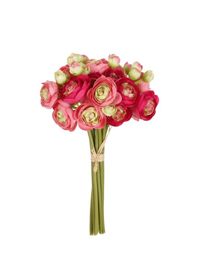 IPOPU Artificial Ranunculus Deep Pink Silk Flowers with Stems 12PCS Mini Fake Flowers for DIY Wedding Bouquet Bridal Shower Decorations Floral Filler Flowers Centerpieces (Shade of Hot Pink) - Image 1