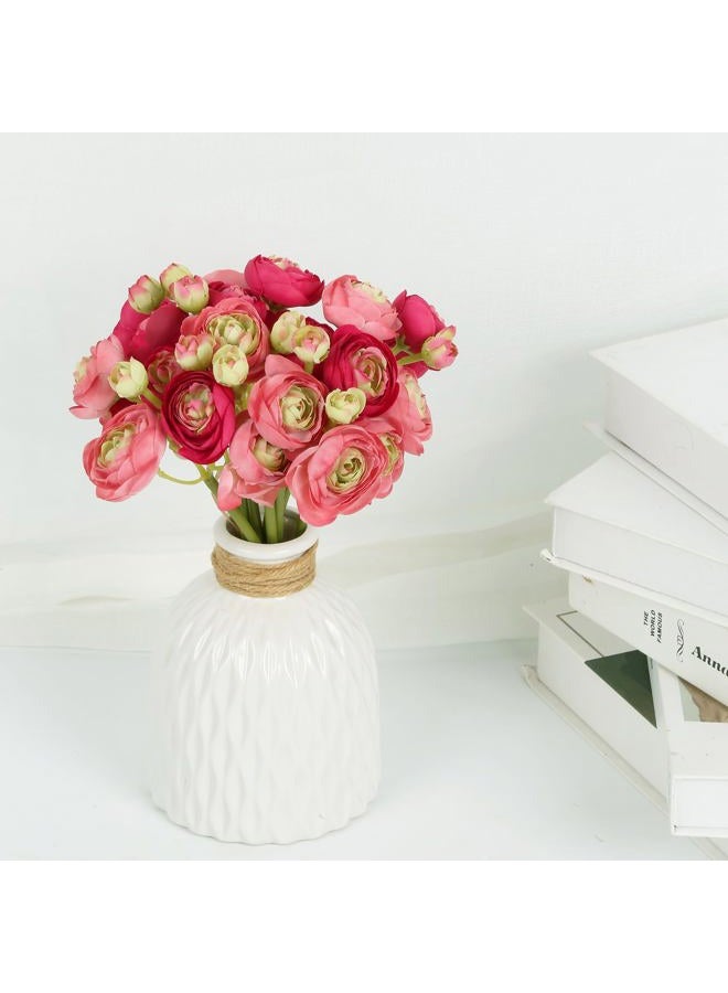 IPOPU Artificial Ranunculus Deep Pink Silk Flowers with Stems 12PCS Mini Fake Flowers for DIY Wedding Bouquet Bridal Shower Decorations Floral Filler Flowers Centerpieces (Shade of Hot Pink) - Image 3