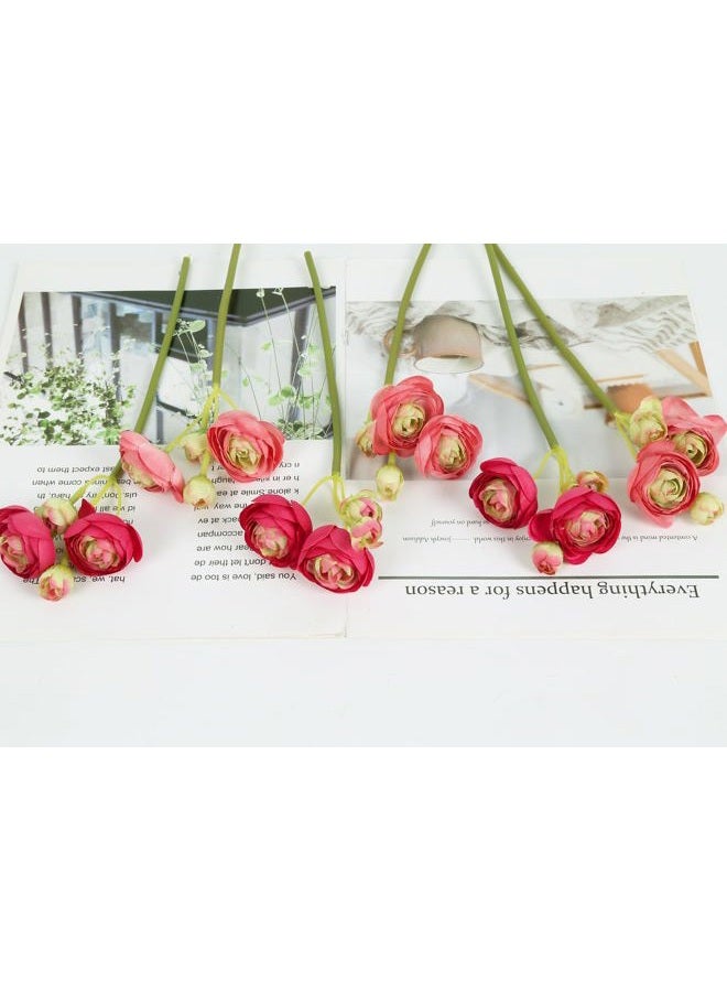 IPOPU Artificial Ranunculus Deep Pink Silk Flowers with Stems 12PCS Mini Fake Flowers for DIY Wedding Bouquet Bridal Shower Decorations Floral Filler Flowers Centerpieces (Shade of Hot Pink) - Image 5