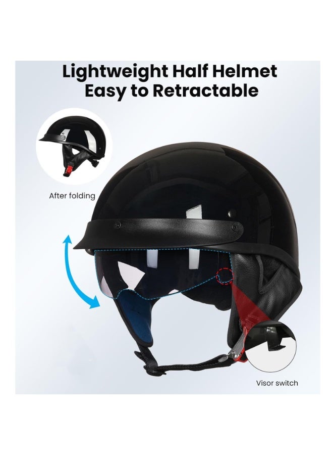 Generic Motorcycle Helmet - Premium ABS Shell, Quick Release Buckle, Retractable Sun Shade, Lightweight & Ventilated,  for Men & Women(BLACK)  - Image 2