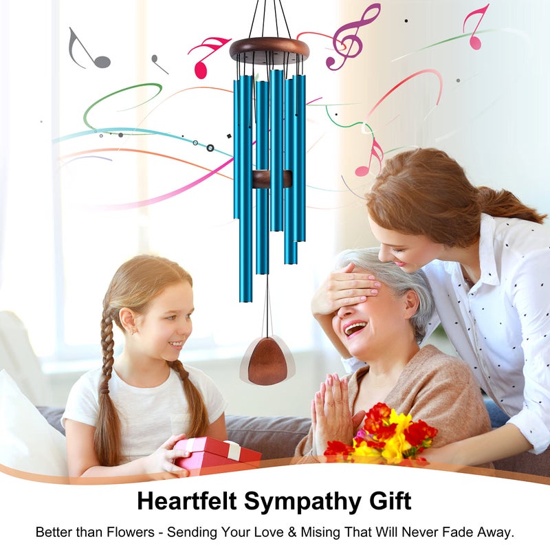 Bursvik Large Aluminium Wind Chimes 37 Inches to Create a Zen Atmosphere Suitable for Outdoor, Garden, Patio Decoration. Classic Wind Chimes with Wind Catcher Suitable as A Gift for Unisex(Blue) - Image 2