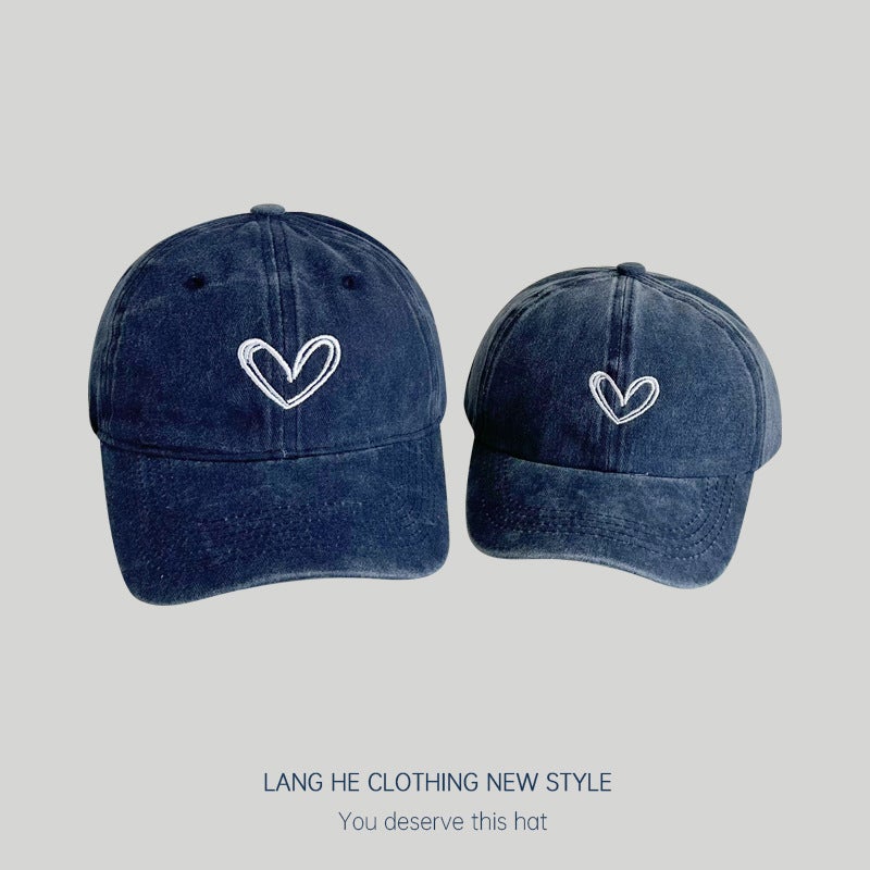 Embroidered Baseball Cap for Parents  Kids Heart Blue - Image 3