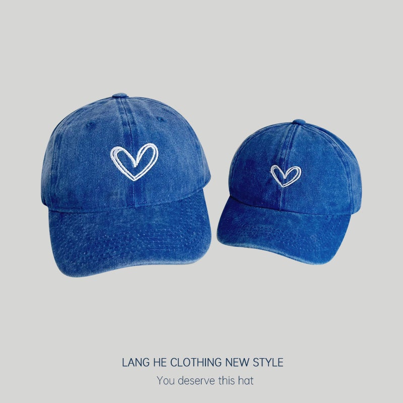 Embroidered Baseball Cap for Parents  Kids Heart Blue - Image 1