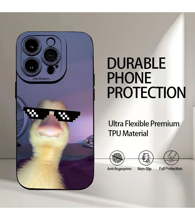 حافظة هاتف مطبوعة بالأشعة فوق البنفسجية، غير لامعة، ألوان مختلطة، لـ iPhone 13 Pro، بنمط بطة، مقاومة للصدمات - Image 2