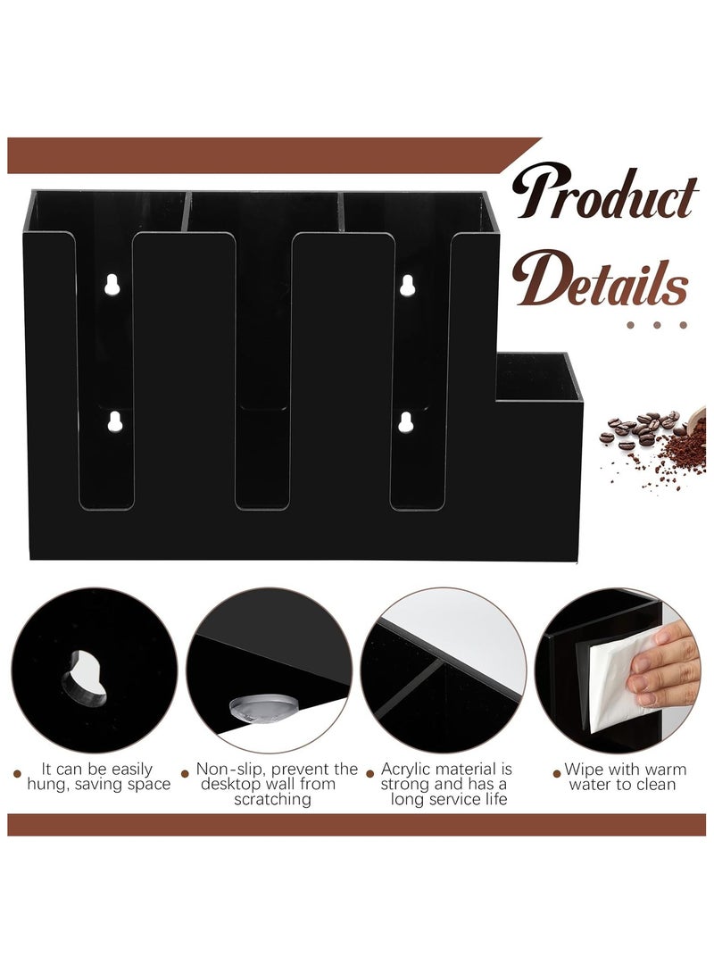 TPGP 4 Compartments Acrylic Coffee Cup and Lid Storage Organizer Holder Disposable Coffee Cup Dispenser Paper Cup Organizer Plastic Cup and Lid Holder for Kitchen Coffee Bar Shop Party Supply (Black) - Image 5