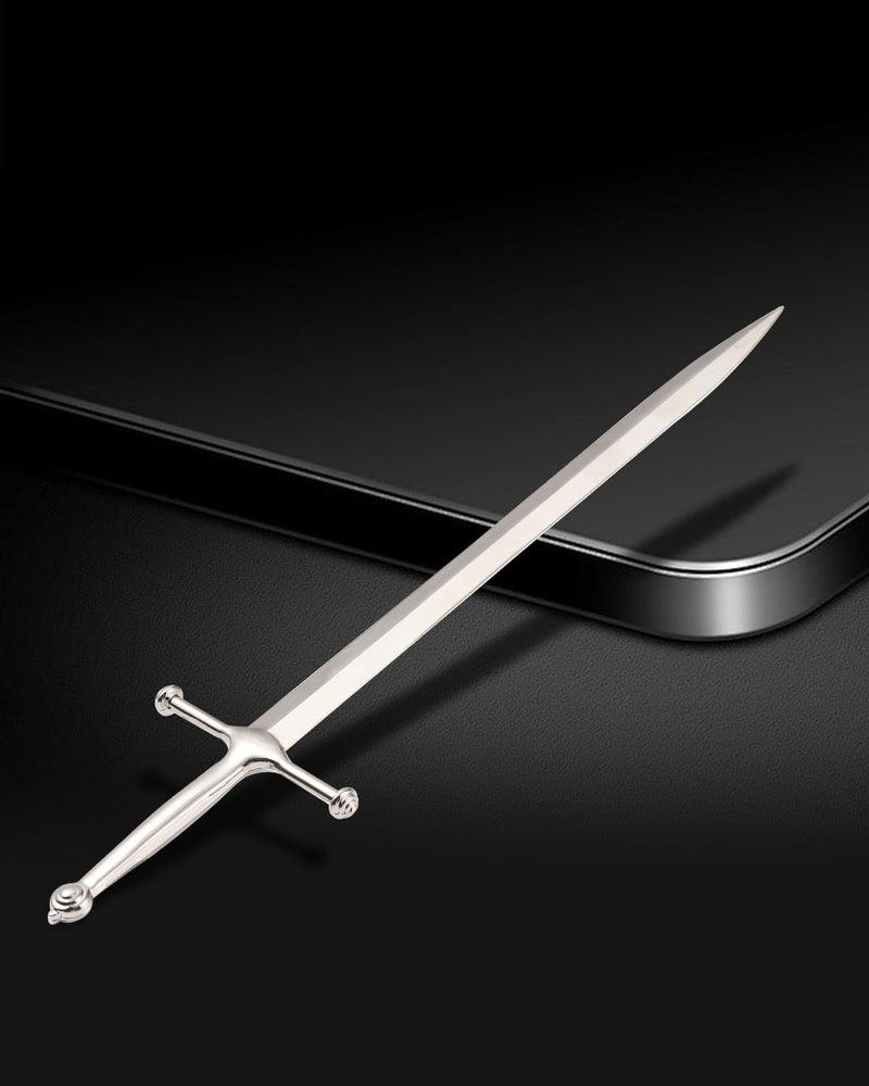 HERSAUL Letter Opener Envelope Slitter Mail Opener Tool Sword Letter Opener Vintage Decorative Letter Opener Knife Desks Decoration Silver Ergonomic Grip Handle Office Mail Supplies - Image 4