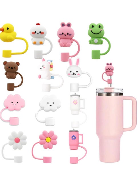 13Pcs Reusable Stanley Straw Cover, Silicone Straw Topper, Straw Covers Cap for Stanley Cup 30&40oz with Tumblers, 10mm 0.4in Stanley Lid Accessories, Simple Stanley Cup Straw Topper