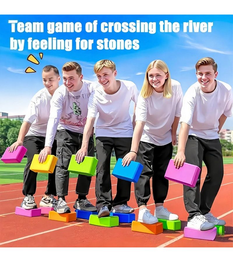 Team Cooperation Relay Block Game With Non Slip Base Color Coded Pvc Blocks For Indoor And Outdoor Parties Corporate Events And Team Building Activities Random Color 3 Piece Set - Image 1