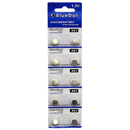 BlueDot Trading بطاريات BlueDot Trading AG5 1.5 فولت القلوية AG5 LR754 754 LR48 193 خلية زر للسمع، بطاريات الساعات، ومنتجات إلكترونية أخرى، الكمية 30 عدداً (3 عبوات من 10) - Image 1