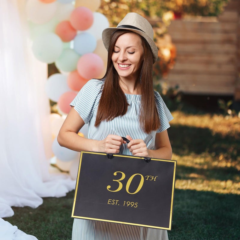 Momoake 18Th Birthday Gift Bag With Card And Tissue Paper For Boys Men Women  2007 18 Year Old 13 "" Elegant Black Gold Anniversary Keepsake Party Present Shopping Paper Bags For Gifts Wrapping - Image 4