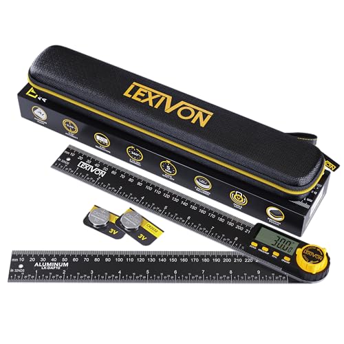 LEXIVON Aluminum Digital Angle Finder Gauge 10inch250mm MultiPurpose Protractor Includes XL Display and Rugged Zippered Pouch LXDAF10 - Image 1