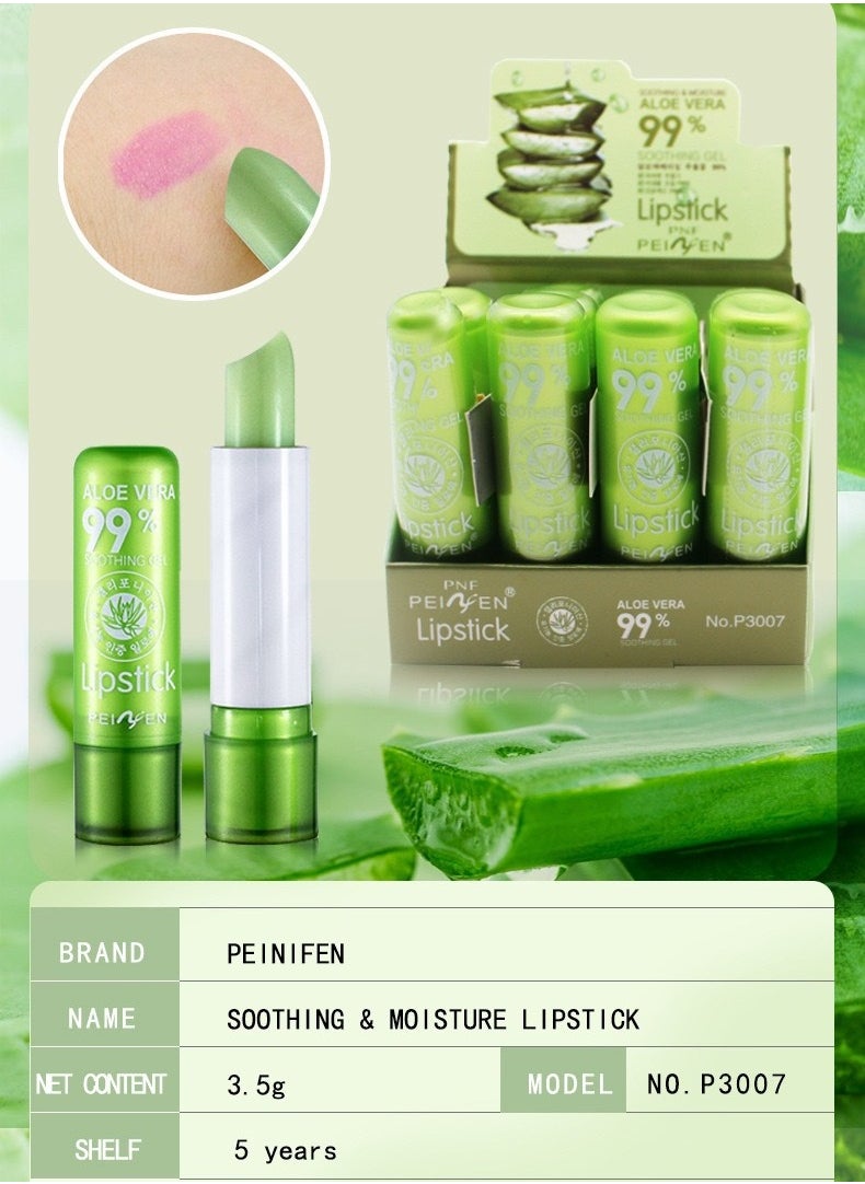 Generic - Aloe Vera Lipstick, Long Lasting Nutritious Lip Balm Lips Color Changing Lipstick ，Moisturizing and Moisturizing, Removing Dry Lines, Lubricating Without Peeling, Extracting Natural Aloe Vera， Moisturizer Magic Temperature Color Change Lip Gloss - Image 1