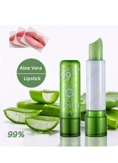 Aloe Vera Lipstick, Long Lasting Nutritious Lip Balm Lips Color Changing Lipstick ，Moisturizing and Moisturizing, Removing Dry Lines, Lubricating Without Peeling, Extracting Natural Aloe Vera， Moisturizer Magic Temperature Color Change Lip Gloss