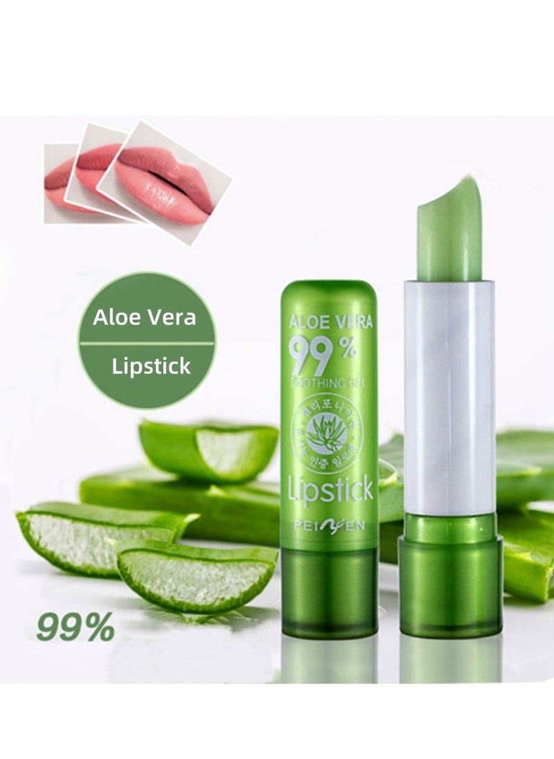 Generic - Aloe Vera Lipstick, Long Lasting Nutritious Lip Balm Lips Color Changing Lipstick ，Moisturizing and Moisturizing, Removing Dry Lines, Lubricating Without Peeling, Extracting Natural Aloe Vera， Moisturizer Magic Temperature Color Change Lip Gloss - Image 1