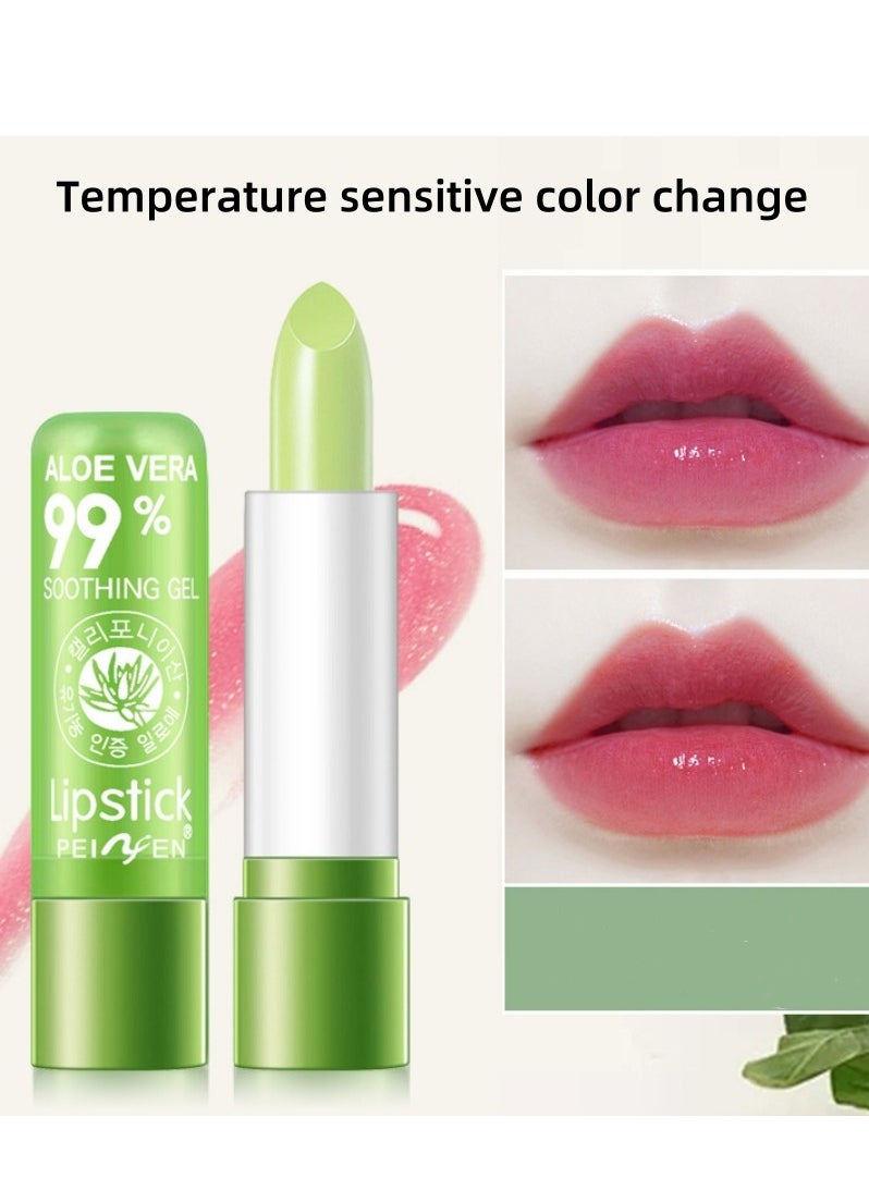 Generic - Aloe Vera Lipstick, Long Lasting Nutritious Lip Balm Lips Color Changing Lipstick ，Moisturizing and Moisturizing, Removing Dry Lines, Lubricating Without Peeling, Extracting Natural Aloe Vera， Moisturizer Magic Temperature Color Change Lip Gloss - Image 1