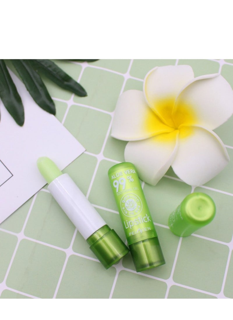 Generic - Aloe Vera Lipstick, Long Lasting Nutritious Lip Balm Lips Color Changing Lipstick ，Moisturizing and Moisturizing, Removing Dry Lines, Lubricating Without Peeling, Extracting Natural Aloe Vera， Moisturizer Magic Temperature Color Change Lip Gloss - Image 1
