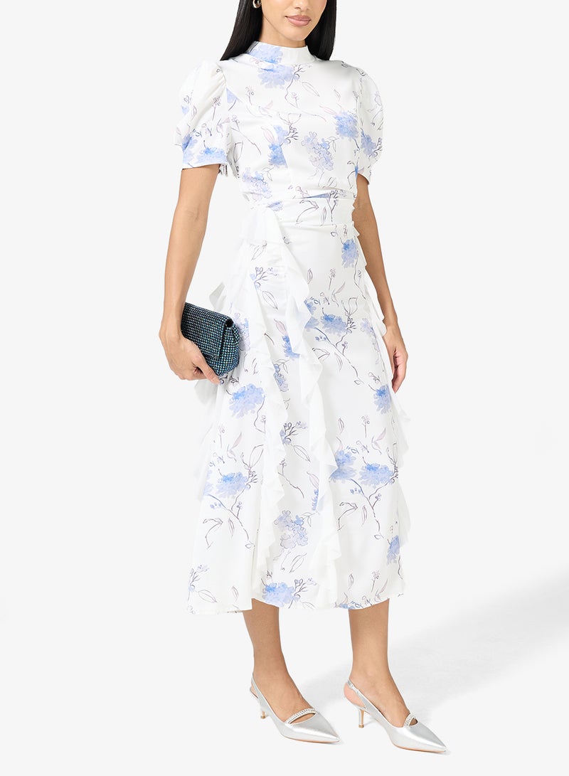 ELLA Silver satin slingback with crystal buckle detail, pointed toe, stiletto heel - Image 5