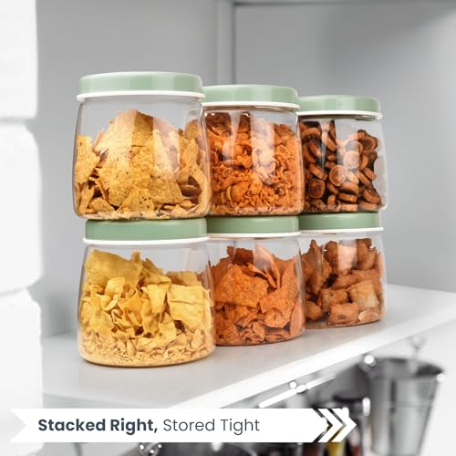 FLAIR Cubics Airtight Food Storage Containers Set of 6 (1000ml each) with Spoon - Green, BPA-Free, Transparent, Durable & Space-Saving Jars for Kitchen, Pantry, Snacks, Grains & More - Image 5