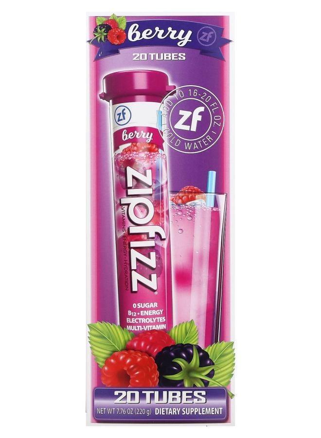 Zipfizz Energy Drink Mix Berry 20 Tubes 0.39 oz (11 g) Each