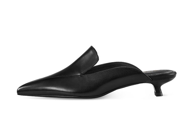 7or9 New Moon, Black Logo Slim Heel High Heels 3.5cm Women's Black - Image 1