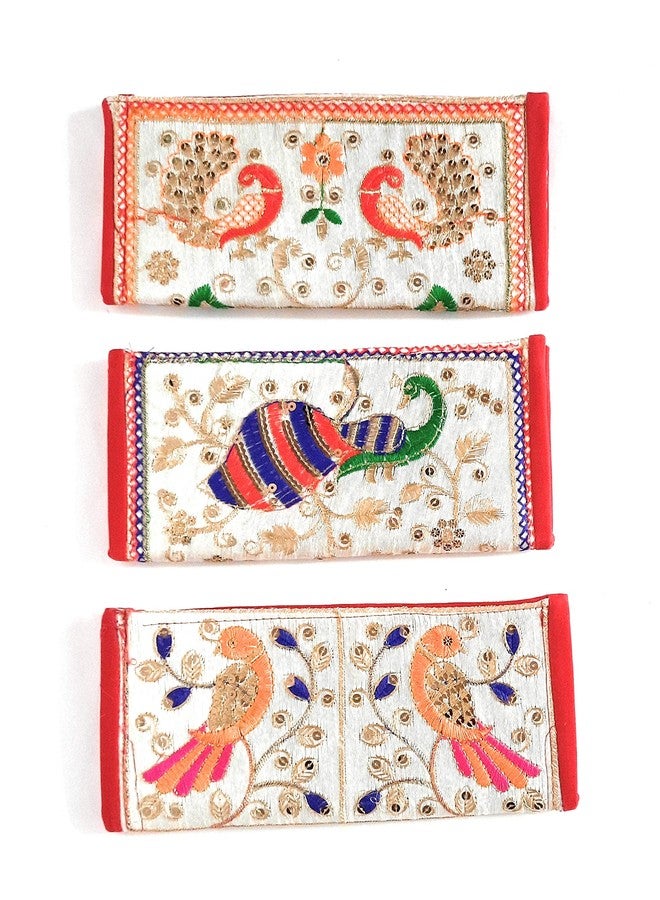Chircrafts Handicrafts Cotton Embrodery Multicolour Rajasthani Purse/Clutch Bag for Women & Girls(combo-3) - Image 1