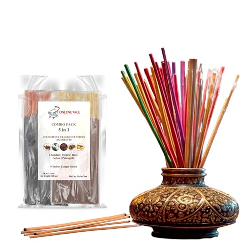 Onlinetree 5-in-1 agarbatti Stick for Pooja: Rose (Gulab), Sandal (Chandan), Loban, Mogra, Pineapple | 900g Pack | Long-Lasting Fragrance for Pooja, Mandir, Meditation & Relaxation. - Image 1