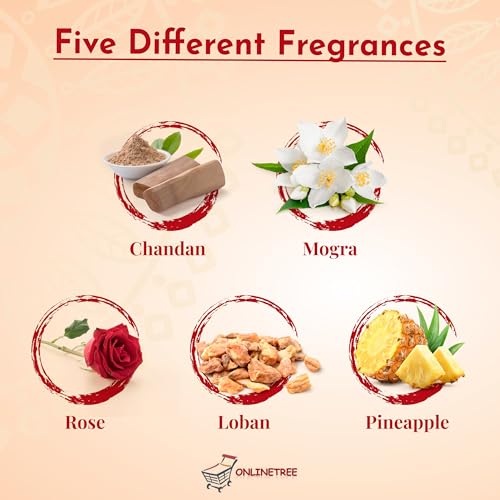 Onlinetree 5-in-1 agarbatti Stick for Pooja: Rose (Gulab), Sandal (Chandan), Loban, Mogra, Pineapple | 900g Pack | Long-Lasting Fragrance for Pooja, Mandir, Meditation & Relaxation. - Image 3