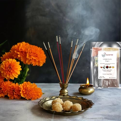 Onlinetree 5-in-1 agarbatti Stick for Pooja: Rose (Gulab), Sandal (Chandan), Loban, Mogra, Pineapple | 900g Pack | Long-Lasting Fragrance for Pooja, Mandir, Meditation & Relaxation. - Image 2