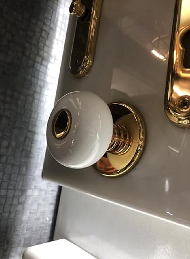 مقبض الباب الخارجي ذهبي اللون أبيض مادة نحاسية - Image 2