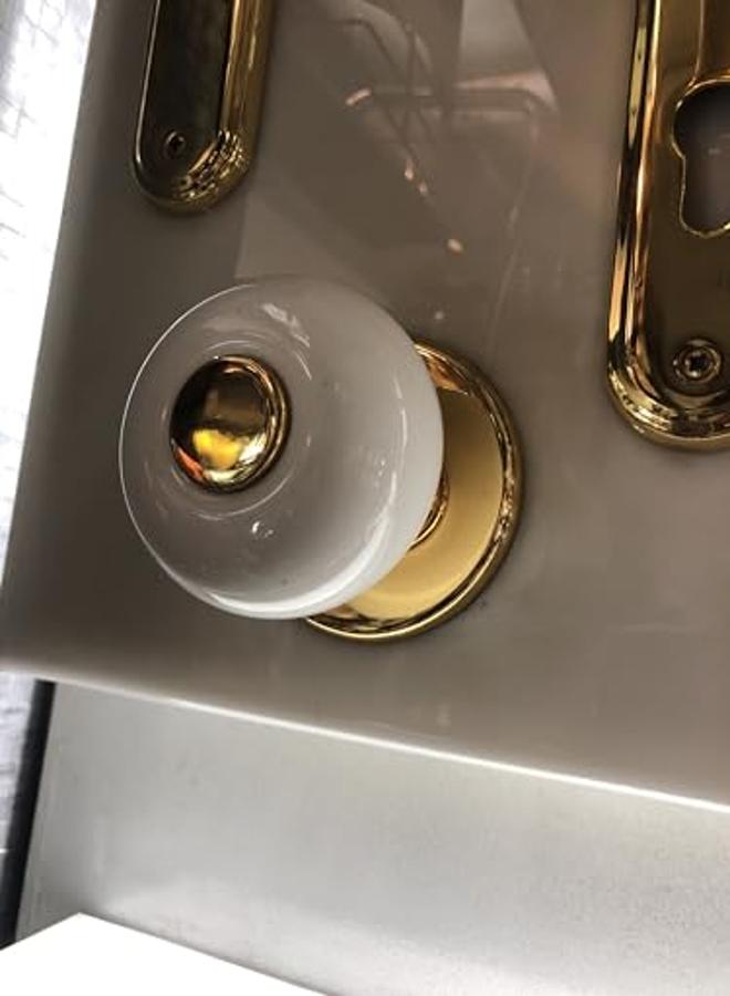 مقبض الباب الخارجي ذهبي اللون أبيض مادة نحاسية - Image 1